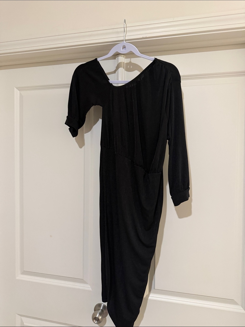 Boohoo Black One-Shoulder Asymmetric Midi Dress